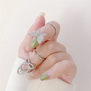 Gothic Metal Thin Nail Rings Butterfly Shape Rings