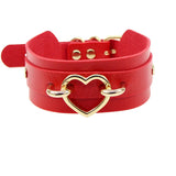 Gothic PU Leather Heart Buckle Choker Necklace