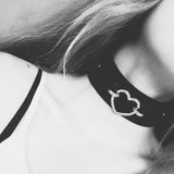 Gothic PU Leather Heart Buckle Choker Necklace