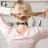 Gothic Leather Choker Sliver O-ring Steampunk Necklace Adjustable Cosplay Punk