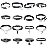 Gothic Punk Chocker Hip Hop Rock Faux Leather Rivets Necklace Women Teens Girls