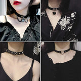 Gothic Punk Chocker Hip Hop Rock Faux Leather Rivets Necklace Women Teens Girls
