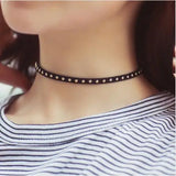 Gothic Punk Harajuku Velvet Suede Lace Crystal Choker Necklace