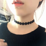 Gothic Punk Harajuku Velvet Suede Lace Crystal Choker Necklace