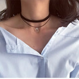 Gothic Punk Harajuku Velvet Suede Lace Crystal Choker Necklace