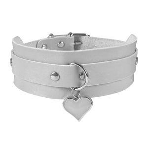 Gothic Punk Leather Choker Necklace Rivet Heart Cross Collar Rock Jewelry