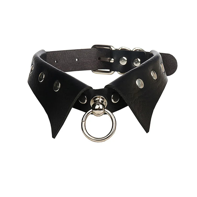 Gothic Punk Leather Choker Necklace Rivet Heart Cross Collar