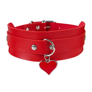 Gothic Punk Leather Choker Necklace Rivet Heart Cross Collar Rock Jewelry