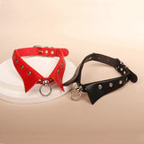Gothic Punk Leather Choker Necklace Rivet Heart Cross Collar