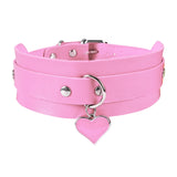 Gothic Punk Leather Choker Necklace Rivet Heart Cross Collar Rock Jewelry