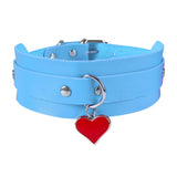 Gothic Punk Leather Choker Necklace Rivet Heart Cross Collar Rock Jewelry