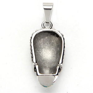 Gothic Punk Silver Tone Skull Pendant Necklace