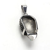 Gothic Punk Silver Tone Skull Pendant Necklace