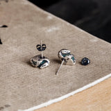 925 Silver Snake Stud Earrings with Natural Stone Piercing