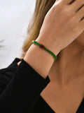 Gothic Stainless Steel Bangles Red Zircon Friendship Bracelet