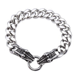 Gothic Stainless Steel Double Dragon Head Bracelet Men Charm Link Chain Male