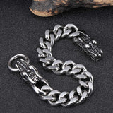 Gothic Stainless Steel Double Dragon Head Bracelet Men Charm Link Chain Male