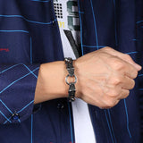 Gothic Stainless Steel Double Dragon Head Bracelet Men Charm Link Chain Male