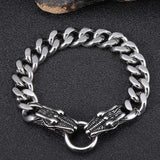 Gothic Stainless Steel Double Dragon Head Bracelet Men Charm Link Chain Male