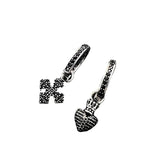 Gothic Style 925 Sterling Silver Cross Heart Earrings Charms Y2K Earrings