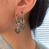 Gothic Style 925 Sterling Silver Cross Heart Earrings Charms Y2K Earrings