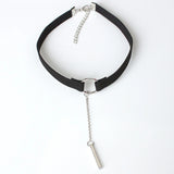 Gothic Wide-brim Velvet Necklace Metal Pendant Clavicle Chain