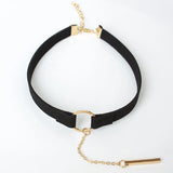 Gothic Wide-brim Velvet Necklace Metal Pendant Clavicle Chain