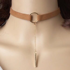 Gothic Wide-brim Velvet Necklace Metal Pendant Clavicle Chain