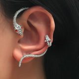 Gothic Snake Earrings Rhinestone Animal Design for Women - 1 Pair
