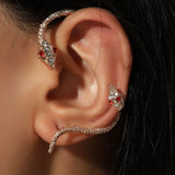 Gothic Snake Earrings Rhinestone Animal Design for Women - 1 Pair