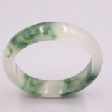 Jadeite Bracelet 15mm Dark Green Pattern White Bangle 57mm