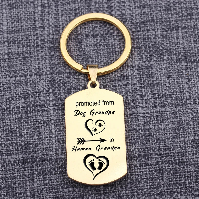 Grandfather Stainless Steel Keychain Charm Jewelry Keytags