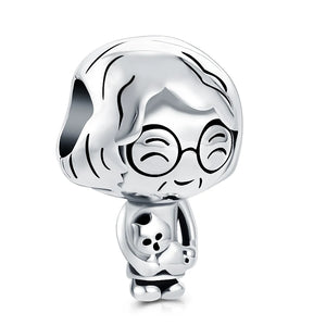Family Owl Robot Pendant Charm Beads For DIY Jewelry