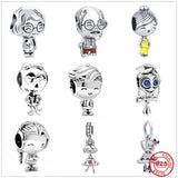 Family Owl Robot Pendant Charm Beads For DIY Jewelry