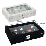 Gray/Black Velvet Jewelry Display Earrings Ring Organizer Storage Box