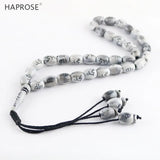 Gray Allah Beads Hand Bracelet 33 Beads Islam Muslim Allah Sculpting Text Beads