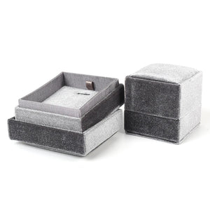 Gray Velvet Wedding Rings Jewelry Box Female Jewellery Storage Case