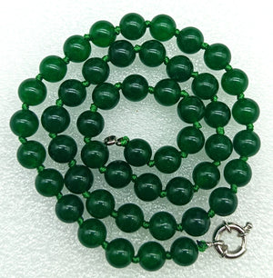 Green Emerald Round Bead Necklace 18 Inch High-end Women's Jewelry