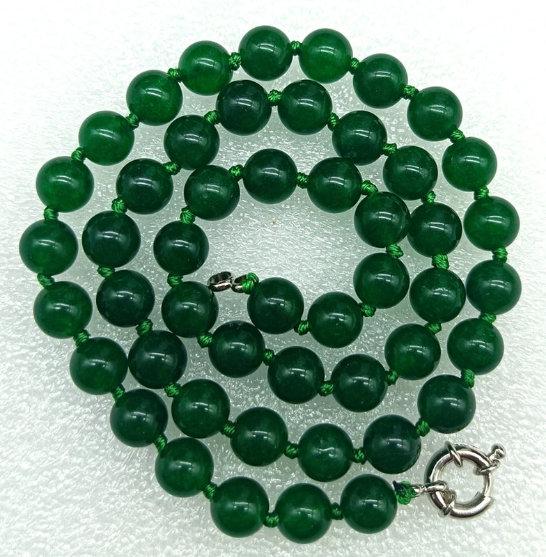 Green Emerald Round Bead Necklace 18 Inch High-end Women's Jewelry