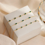 Green Cubic Zirconia 925 Silver Women's Bracelet S925 Fine Jewelry Gift ASL234