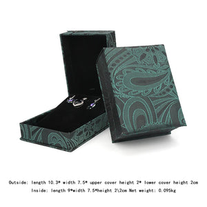 Green Earring Pendent Jewelry Set Boxes Silk Brocade 4 Colors For Women