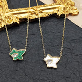 Green Maple Leaf Titanium Steel Necklace Retro Clavicle Chain