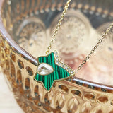 Green Maple Leaf Titanium Steel Necklace Retro Clavicle Chain