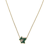 Green Maple Leaf Titanium Steel Necklace Retro Clavicle Chain