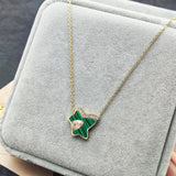 Green Maple Leaf Titanium Steel Necklace Retro Clavicle Chain