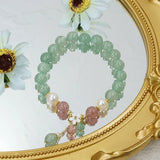 Green Strawberry Crystal Bracelet for Women Peach Blossom Pearl Bracelet