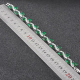 Green Zircinia CZ Silver Women Link Chain Bracelet
