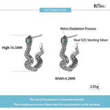 Green Zircon Snake Silver 925 Earrings for Women Animal Drop Earring