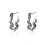 Green Zircon Snake Silver 925 Earrings for Women Animal Drop Earring