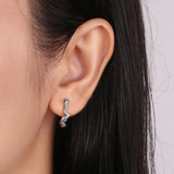 Green Zircon Snake Silver 925 Earrings for Women Animal Drop Earring